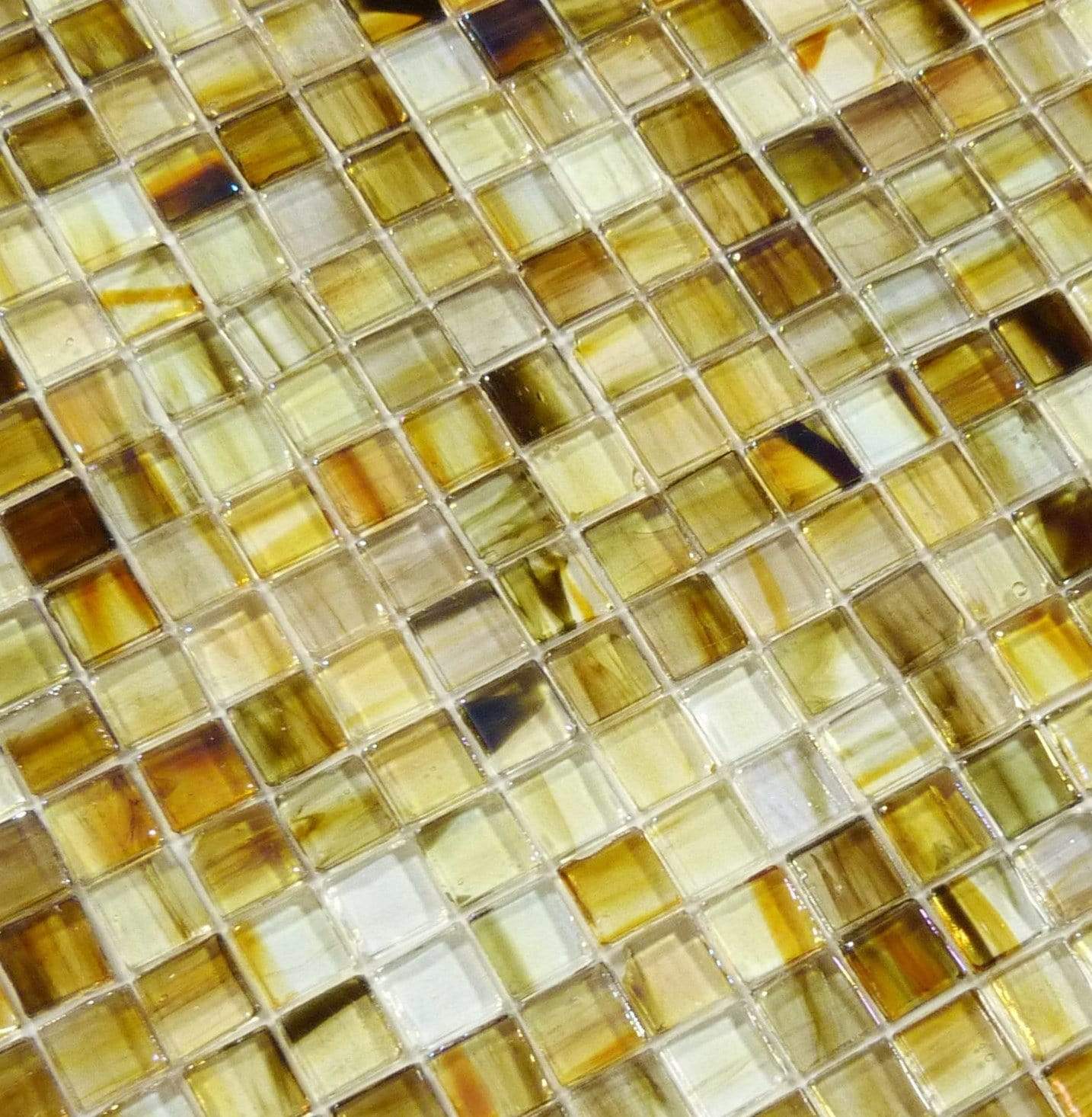 Brown 5/8'' x 5/8'' Glossy & Iridescent Glass Tile Botanical Glass