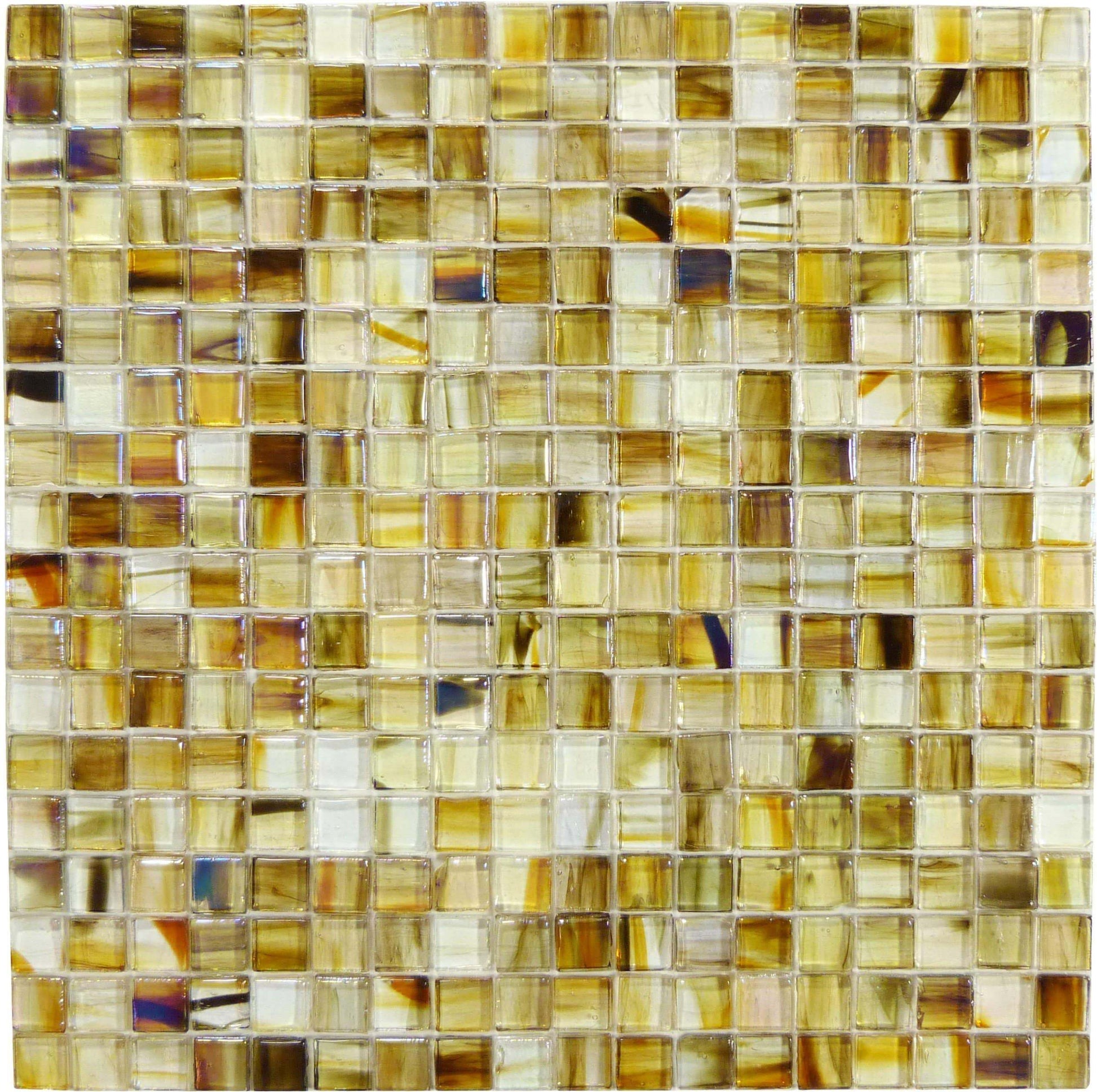 Brown 5/8'' x 5/8'' Glossy & Iridescent Glass Tile Botanical Glass