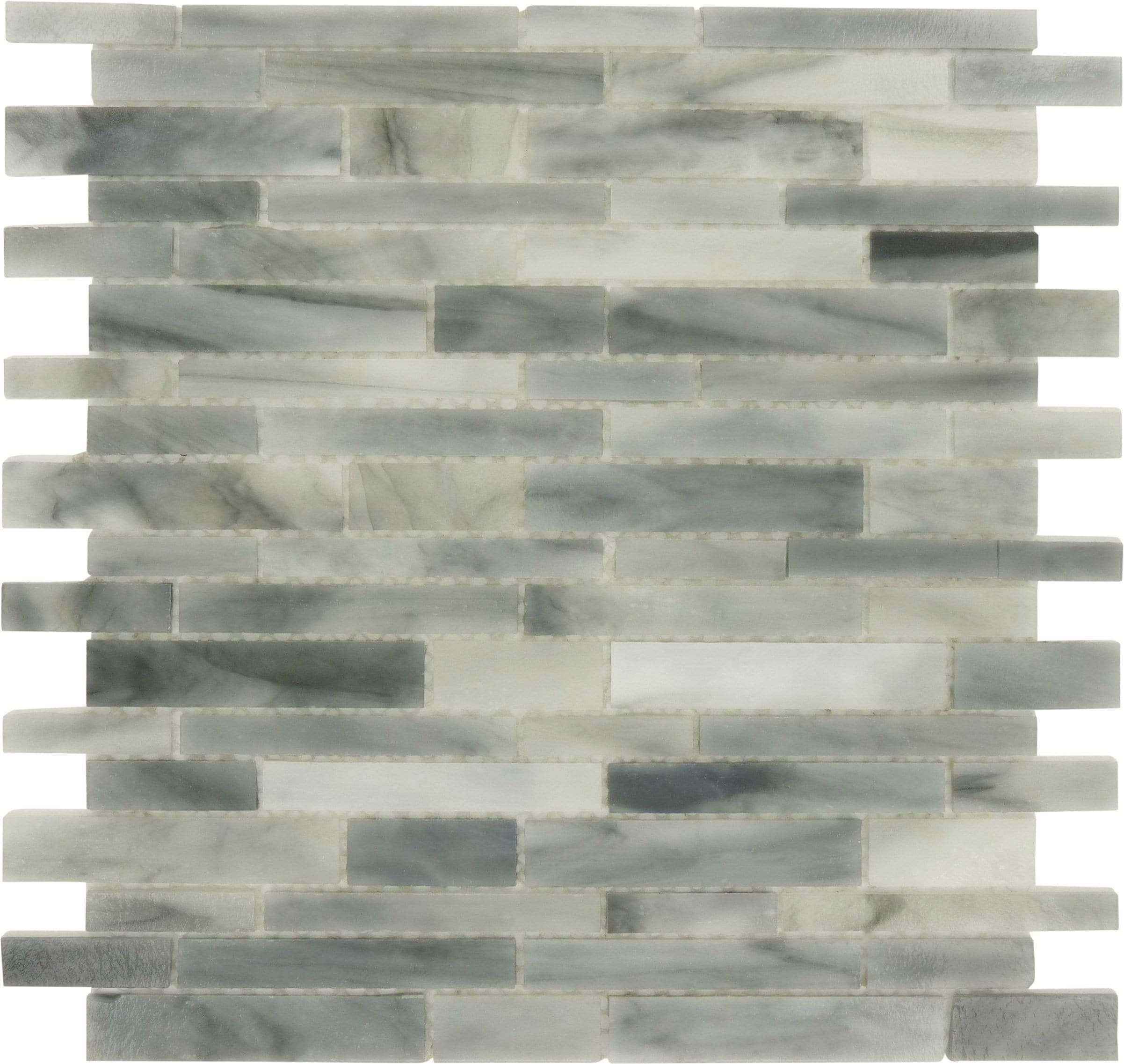 Light Grey Random Bricks Artisan Glossy Glass Tile Botanical Glass