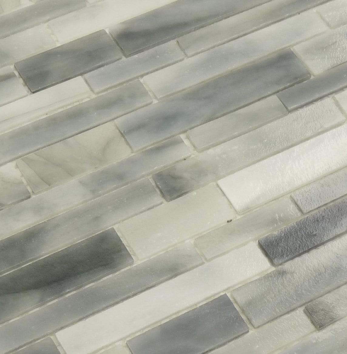 Light Grey Random Bricks Artisan Glossy Glass Tile Botanical Glass