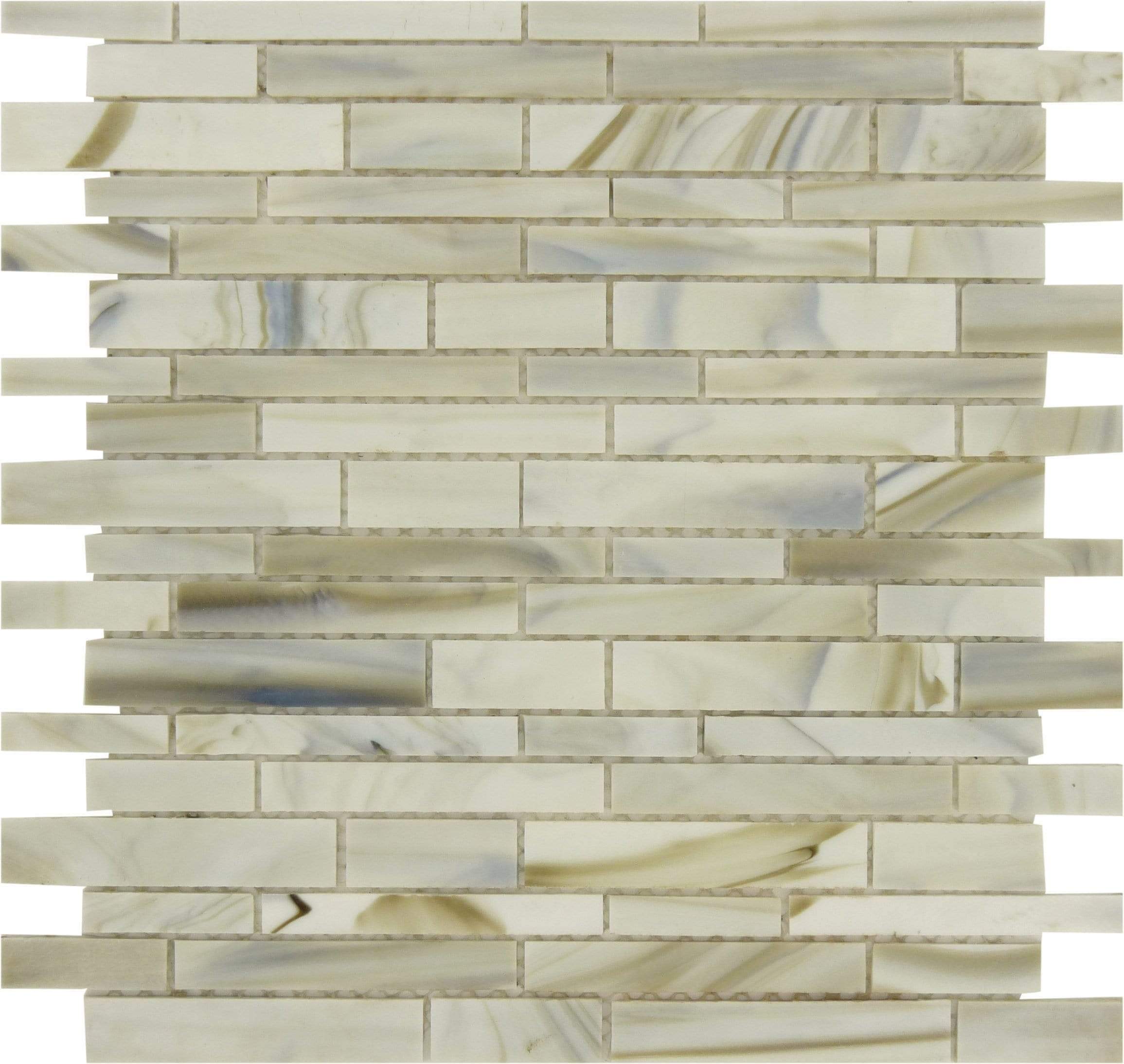 Sparkle Grey Random Bricks Glass Glossy Tile Botanical Glass