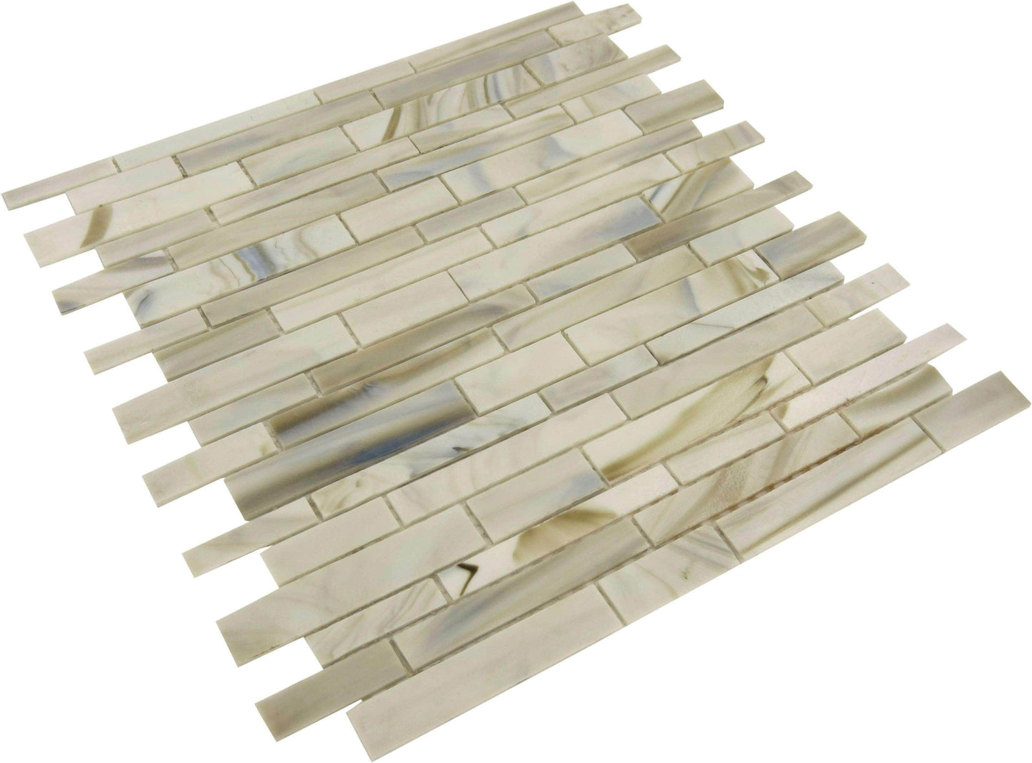 Sparkle Grey Random Bricks Glass Glossy Tile Botanical Glass