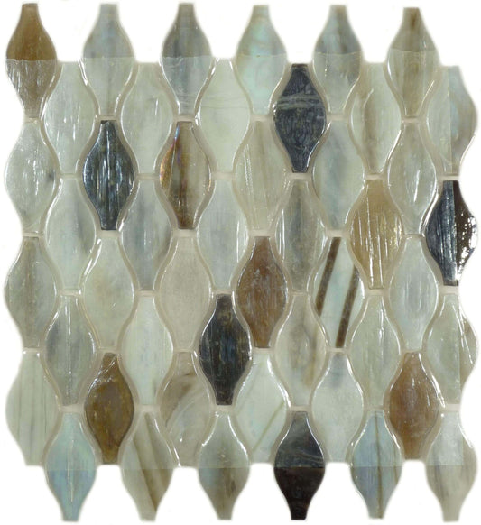 Oyster Brown Unique Shapes Glass Glossy & Iridescent Tile Botanical Glass