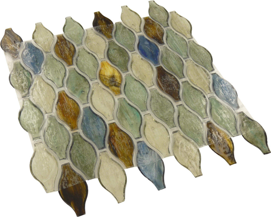 Clear Shore Brown Unique Shapes Glossy Glass Tile Botanical Glass