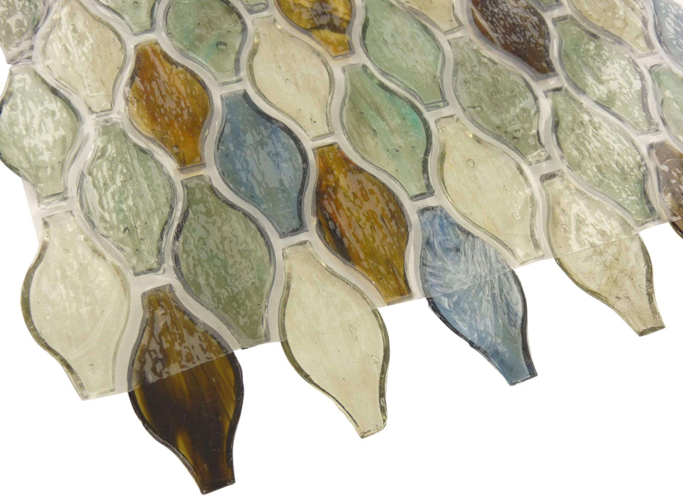 Clear Shore Brown Unique Shapes Glossy Glass Tile Botanical Glass