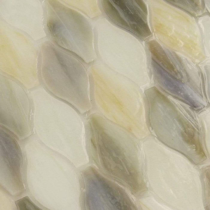 Lilac Cream Unique Shapes Glossy Glass Tile Botanical Glass