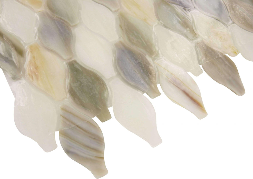 Lilac Cream Unique Shapes Glossy Glass Tile Botanical Glass
