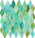 Turquoise Green Unique Shapes Glossy Glass Tile Botanical Glass