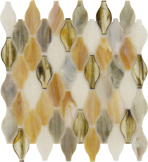 Coffee White Unique Shapes Glossy Glass Tile Botanical Glass