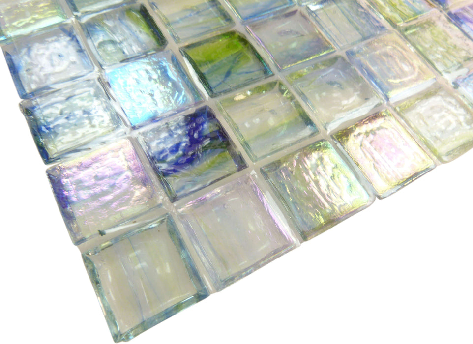 Green 1'' x 1'' Glossy & Iridescent Glass Tile Botanical Glass