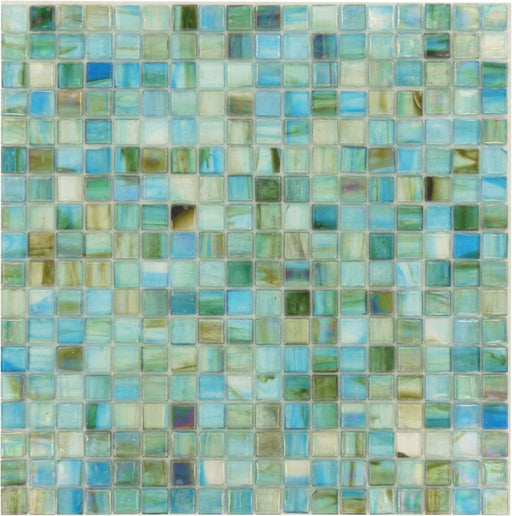 Turquoise 5/8'' x 5/8'' Glossy and Iridescent Glass Tile Botanical Glass