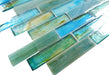 Turquoise Green 1'' x 4'' Glossy Glass Tile Botanical Glass