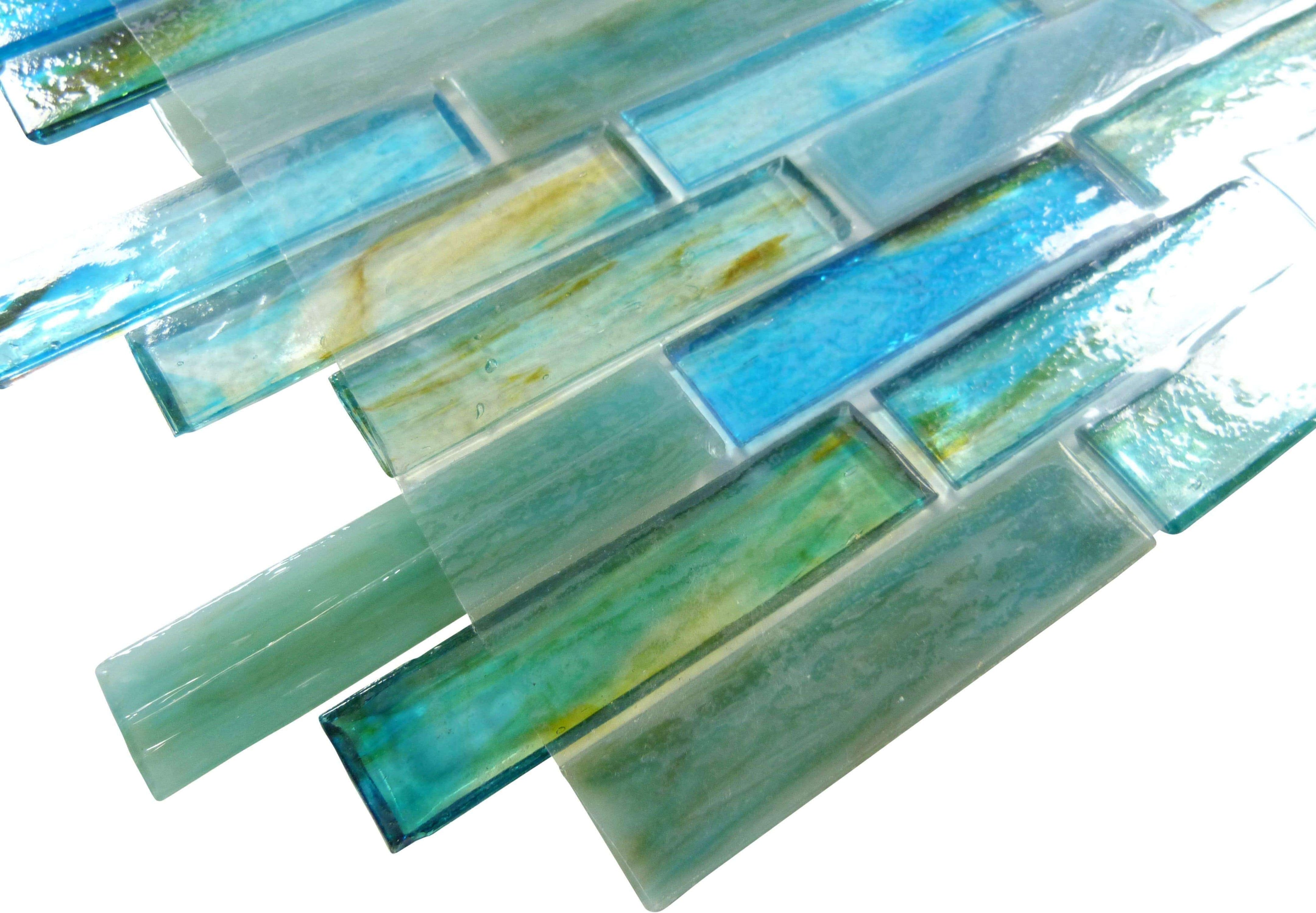 Turquoise Green 1x4 Glossy Glass Tile Backsplash And Shower