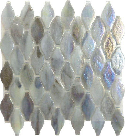 Platinum Grey Unique Shapes Glossy & Iridescent Glass Tile Botanical Glass