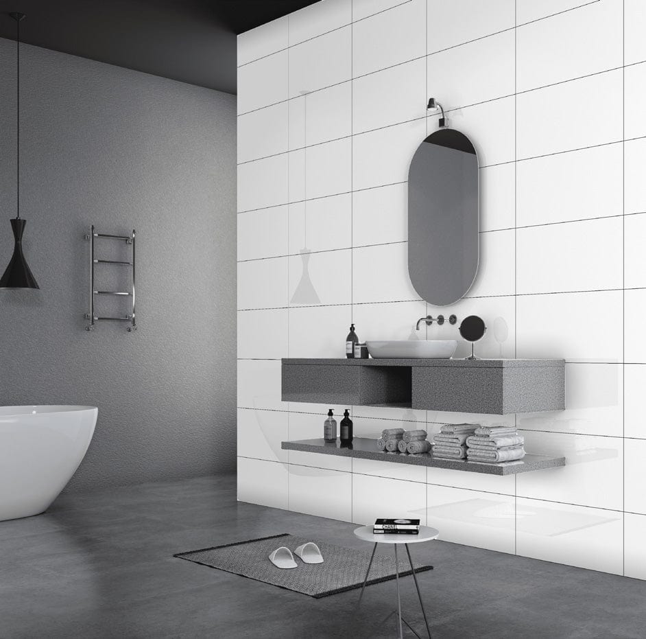 Plain White 12x24 Polished Porcelain Tile | Oasis Tile