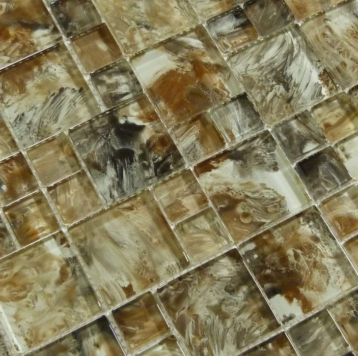 Aqua Art Michelangelo Earth Brown Mix Glossy Glass Pool Tile Dynamic Surfaces