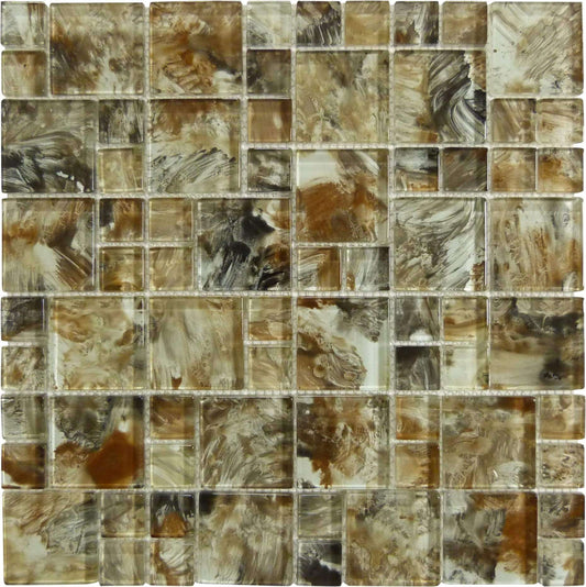 Aqua Art Michelangelo Earth Brown Mix Glossy Glass Pool Tile Dynamic Surfaces