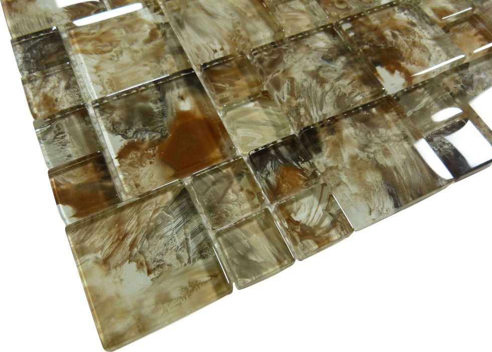 Aqua Art Michelangelo Earth Brown Mix Glossy Glass Pool Tile Dynamic Surfaces