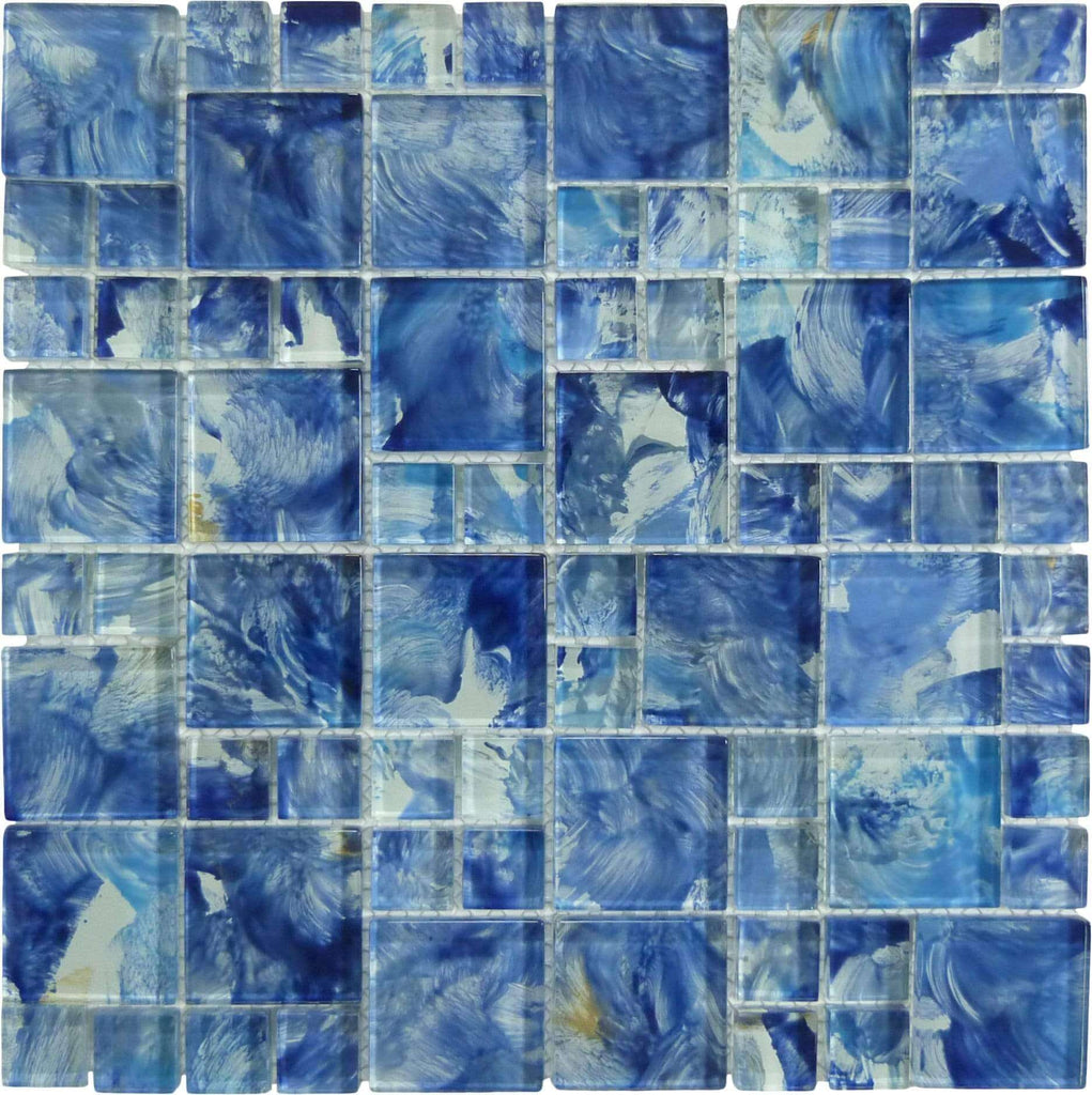 Aqua Art Michelangelo Ocean Blue Mix Glossy Glass Pool Tile MA105OCBL1212