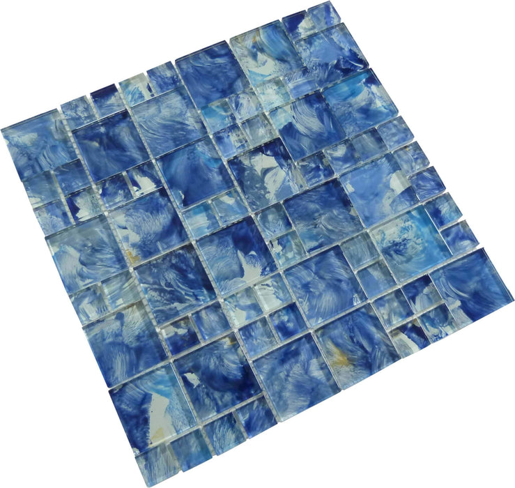 Aqua Art Michelangelo Ocean Blue Mix Glossy Glass Pool Tile MA105OCBL1212