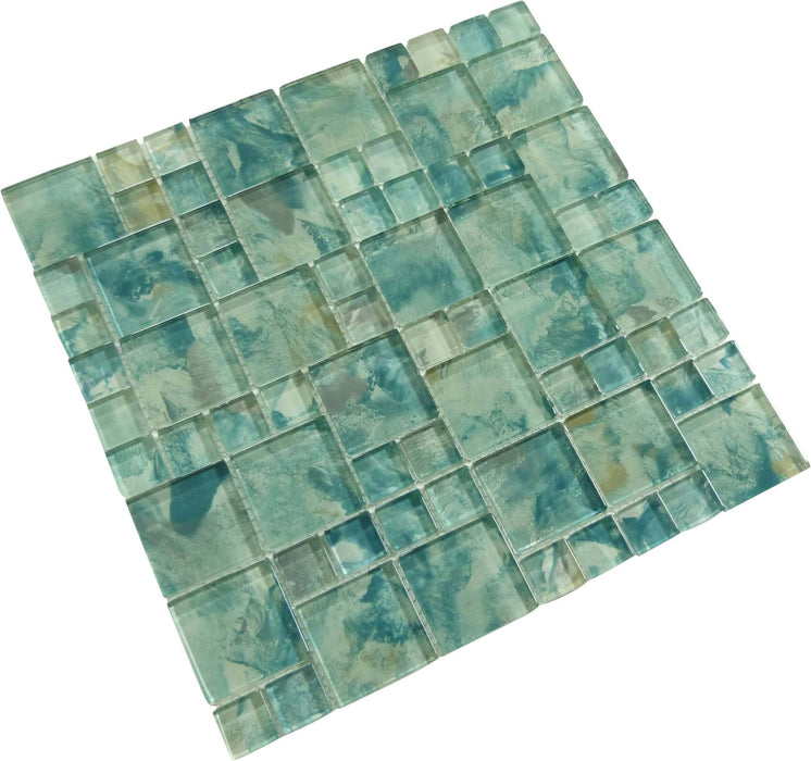 Aqua Art Michelangelo Turquoise Mix Glossy Glass Pool Tile Dynamic Surfaces