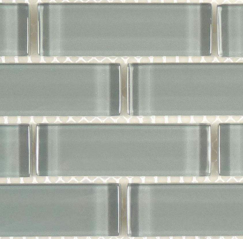 Eclipse C06-2 Grey 1'' x 3'' Glass Glossy Tile Euro Glass