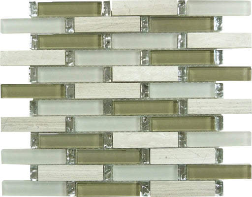 Milestone Beige 1'' x 4'' Glass and Stone Tile Euro Glass