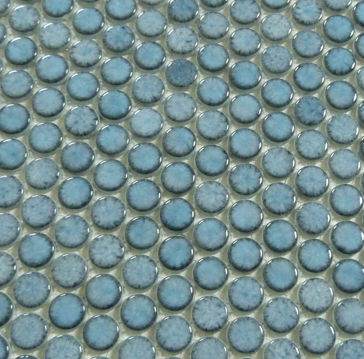 Greenwich Lafayette Blue Penny Round Recycled Glossy Glass Pool Tile Euro Glass