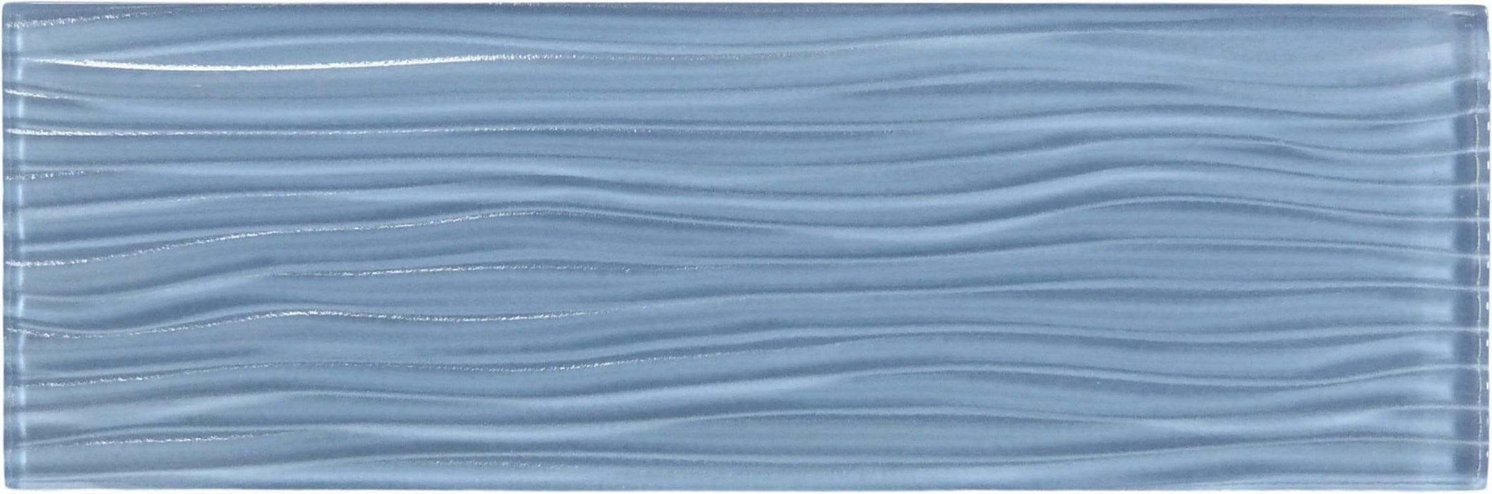 Sea Foam Wave Blue 4'' x 12'' Glossy Glass Subway Tile Euro Glass