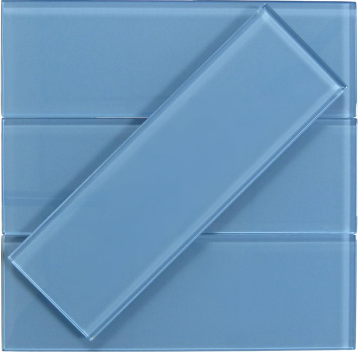 Pacific Ocean Blue 4'' x 12'' Glossy Glass Subway Tile Euro Glass