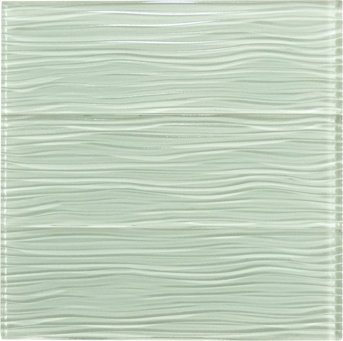 Ice Mist Green Wave 4'' x 12'' Glossy Glass Subway Tile Euro Glass