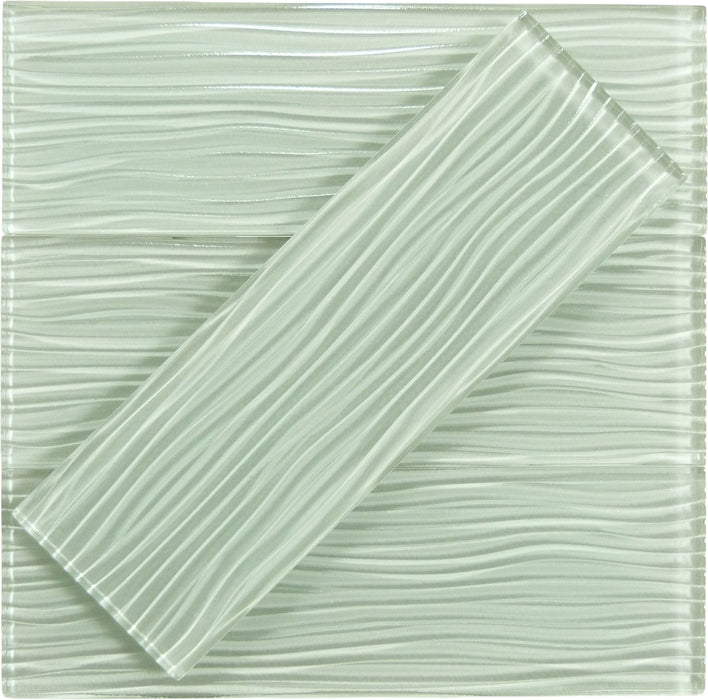 Ice Mist Green Wave 4'' x 12'' Glossy Glass Subway Tile Euro Glass