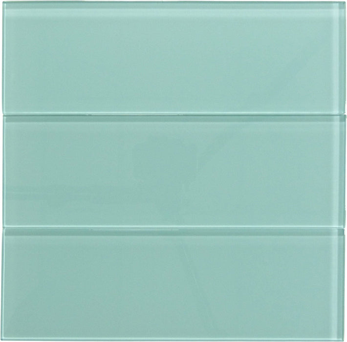 Soft Mint Green 4'' x 12'' Glossy Glass Subway Tile Euro Glass