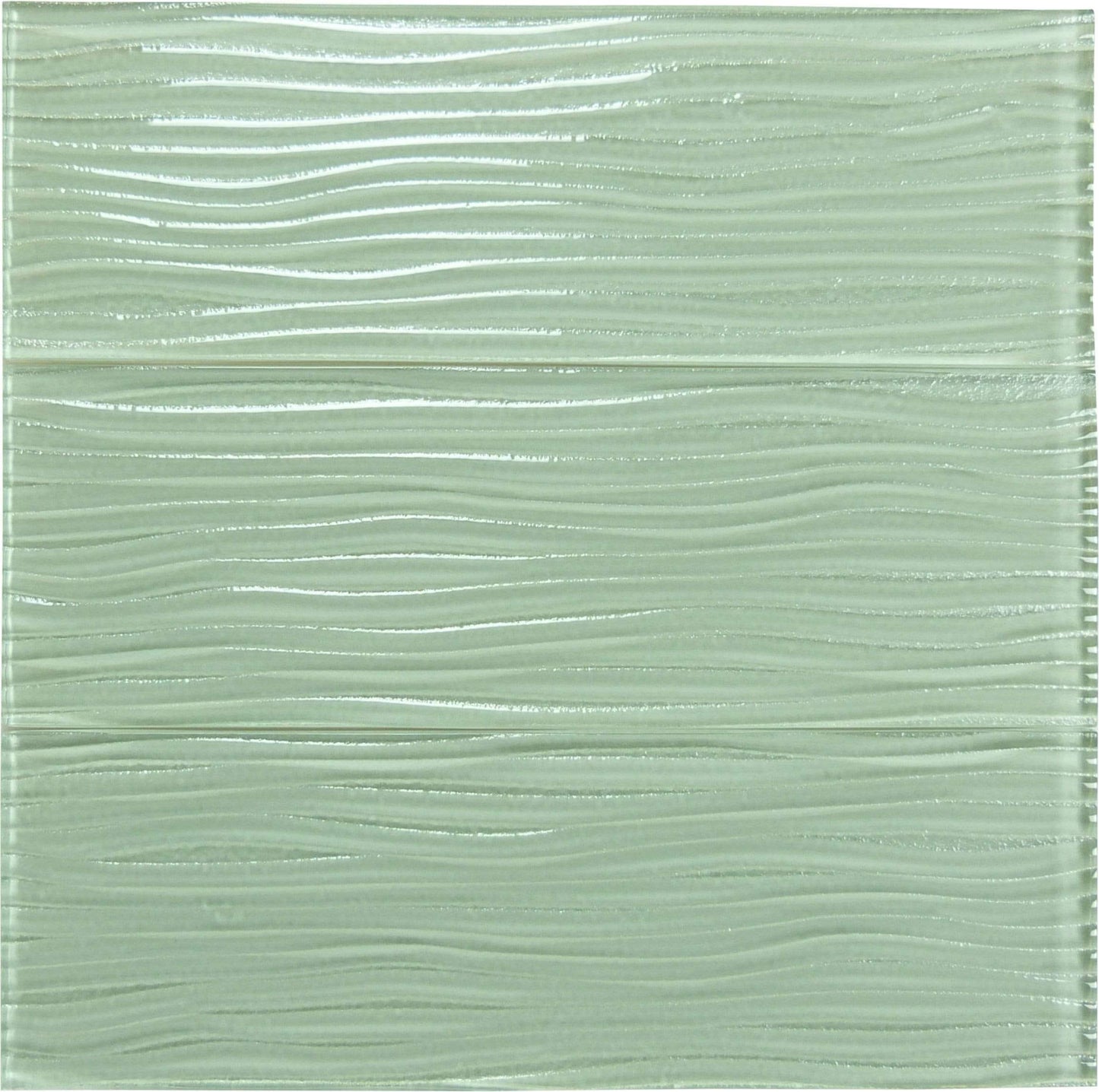 Ocean Spray Green Wave 4'' x 12'' Glossy Glass Subway Tile Euro Glass