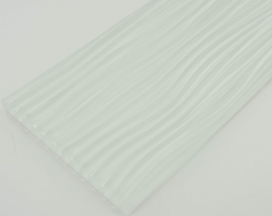 Bright White Wave 4'' x 12'' Glossy Glass Subway Tile Euro Glass