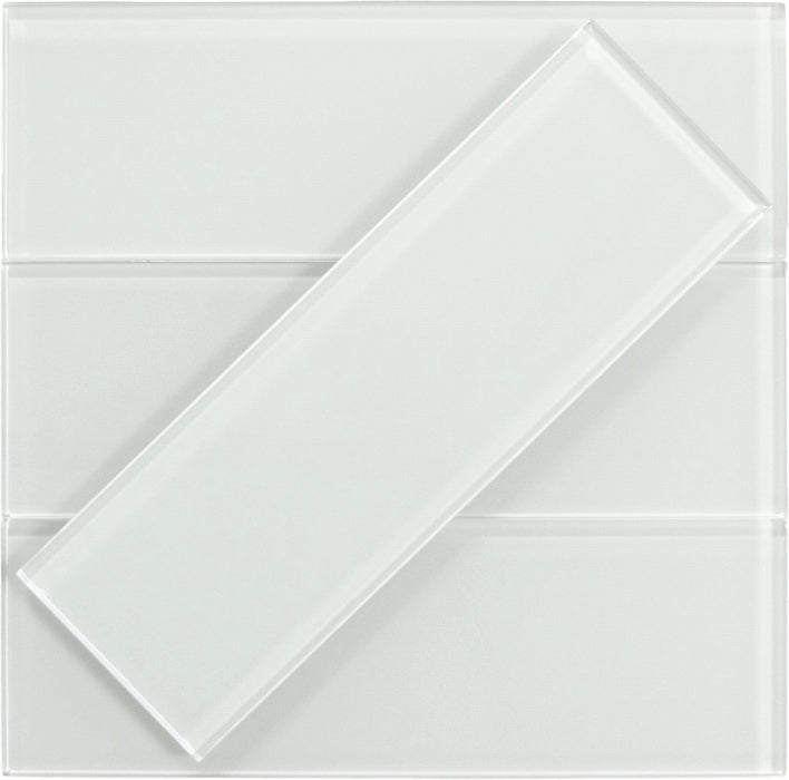 Bright White 4x12 Glossy Glass Subway Tile Euro Glass