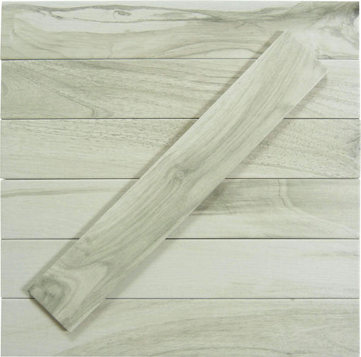 Ala Timber Evening Shadow White 3" x 18" Matte Porcelain Plank Tile Euro Glass