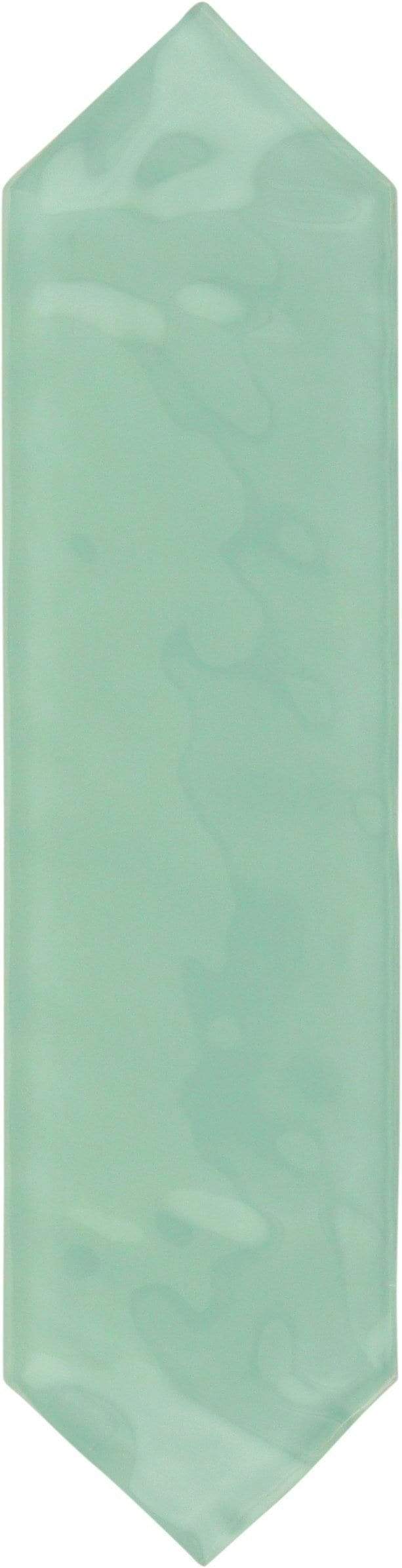 Upscale Aqua 3" x 10" Elongated Hexagon Rippled Glossy Glass Tile Euro Glass