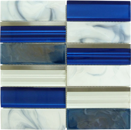 Art Studio Graham Blue Glass and Metal Tile Euro Glass