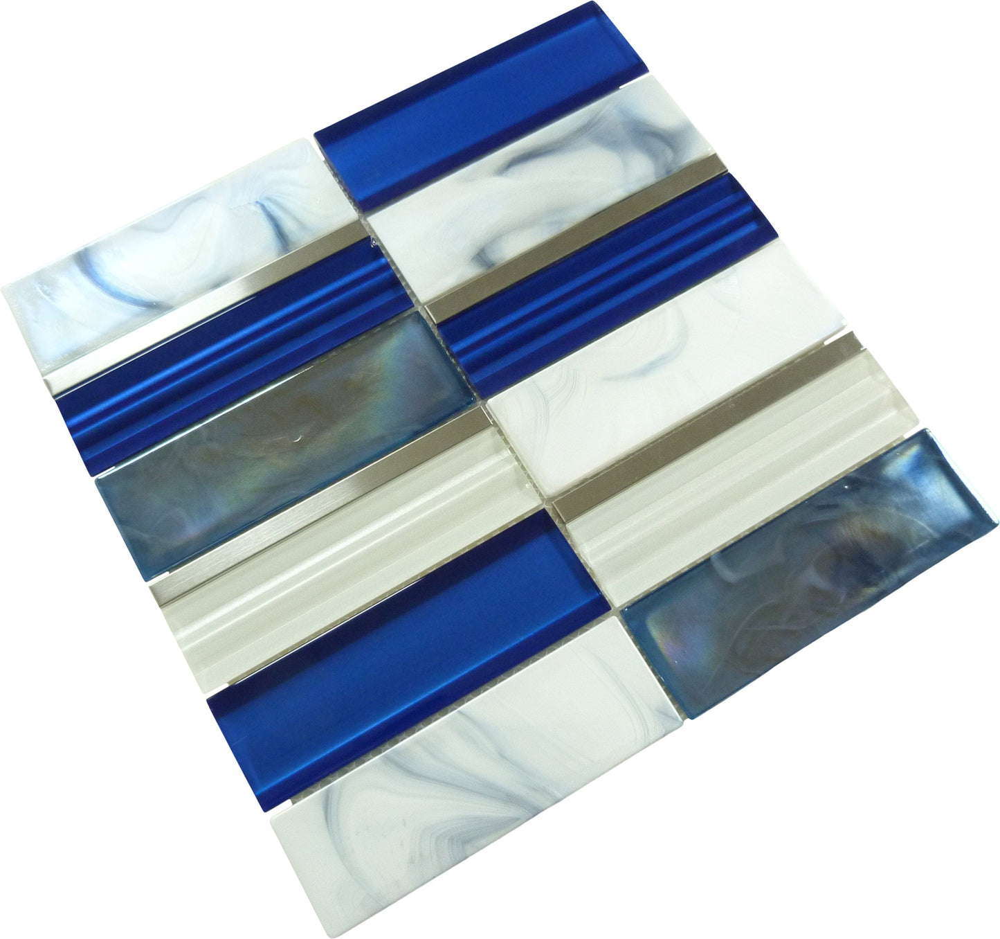 Art Studio Graham Blue Glass and Metal Tile Euro Glass