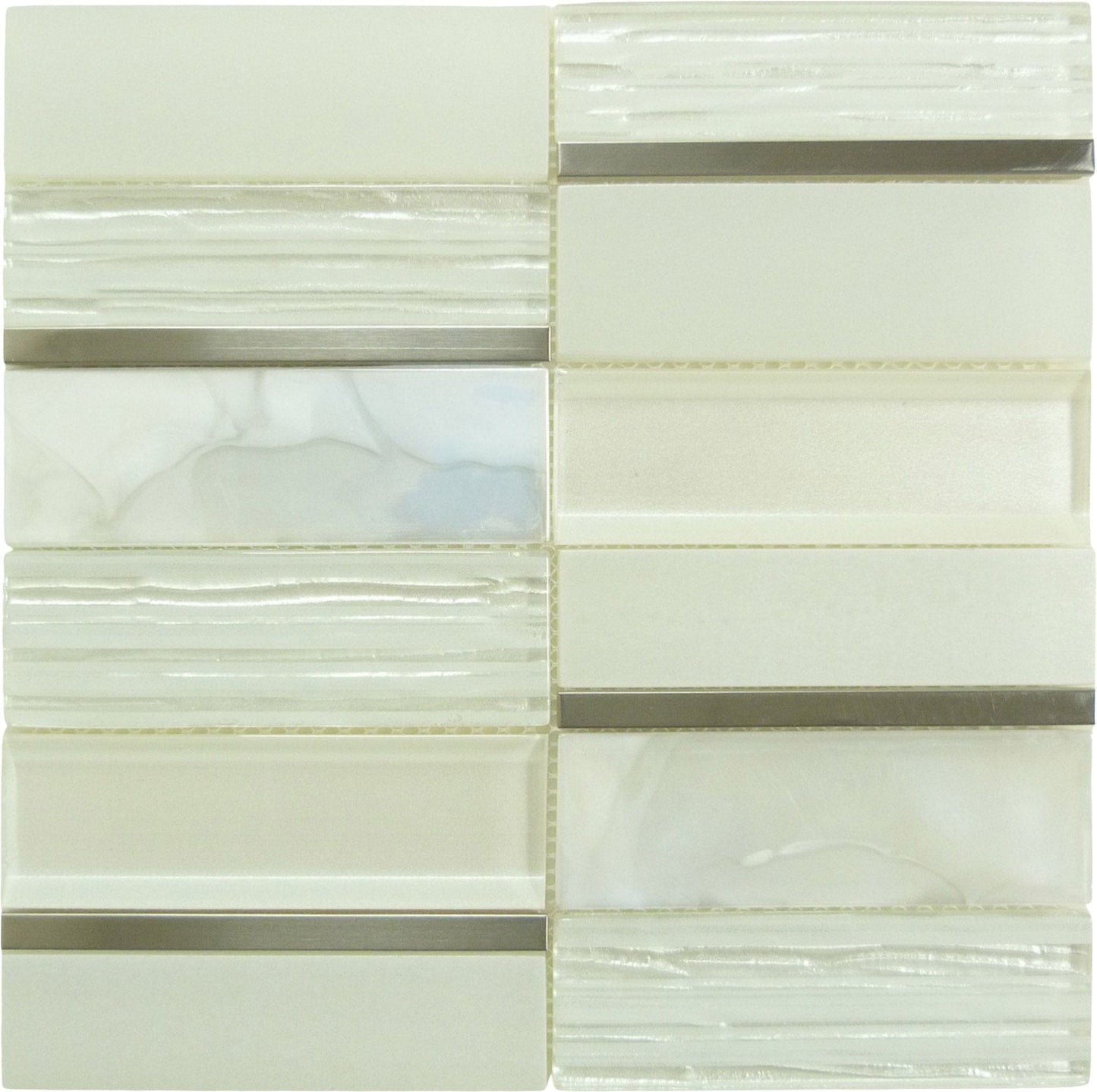 Art Studio  Kelley Aura White Glass and Metal Tile Euro Glass