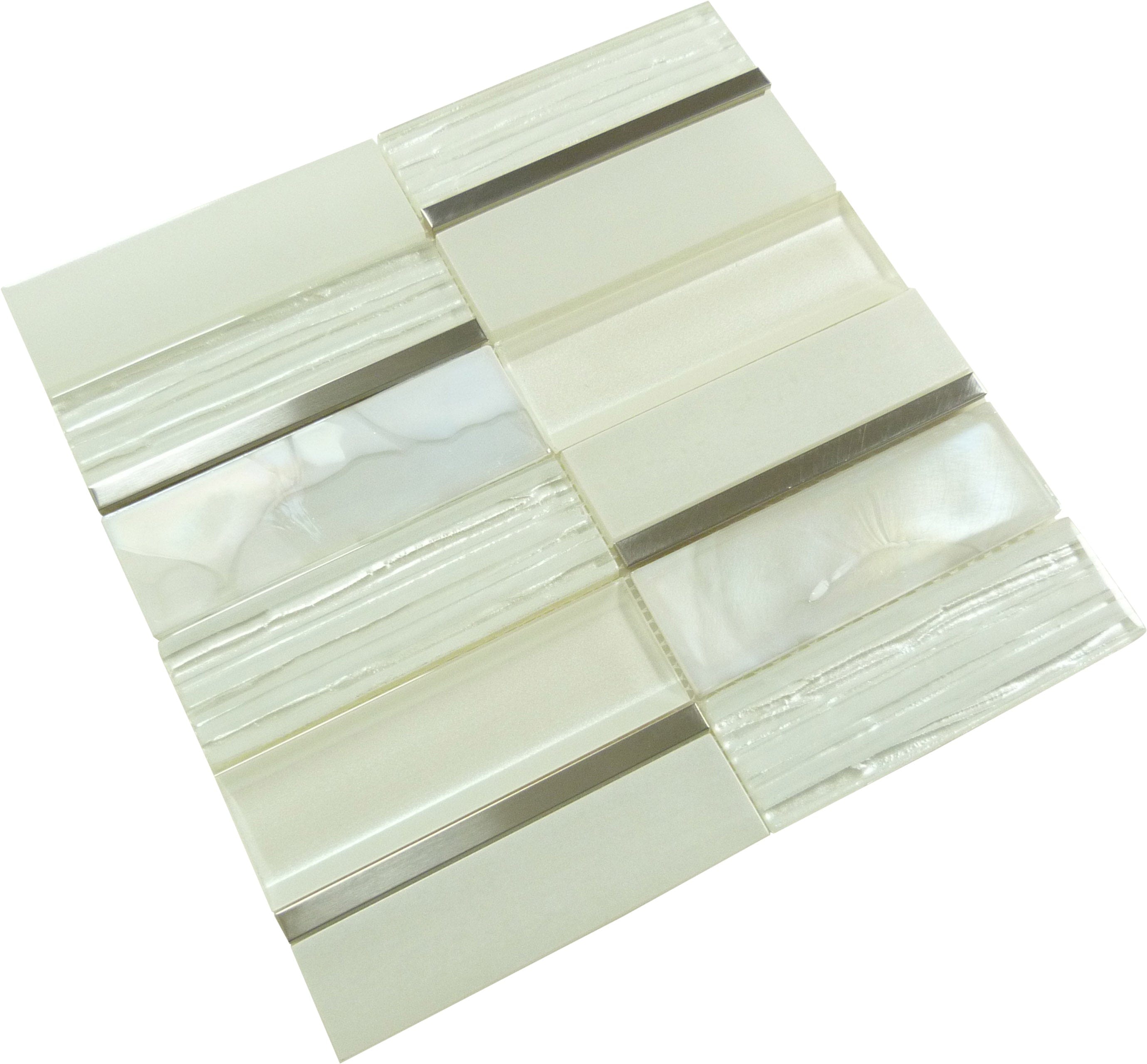 Art Studio  Kelley Aura White Glass and Metal Tile Euro Glass