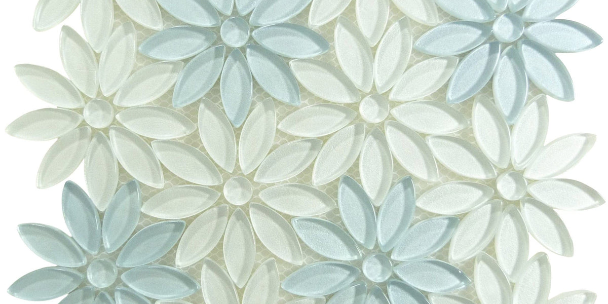 Blue Pearl Flower Glass Tile Oasis Tile