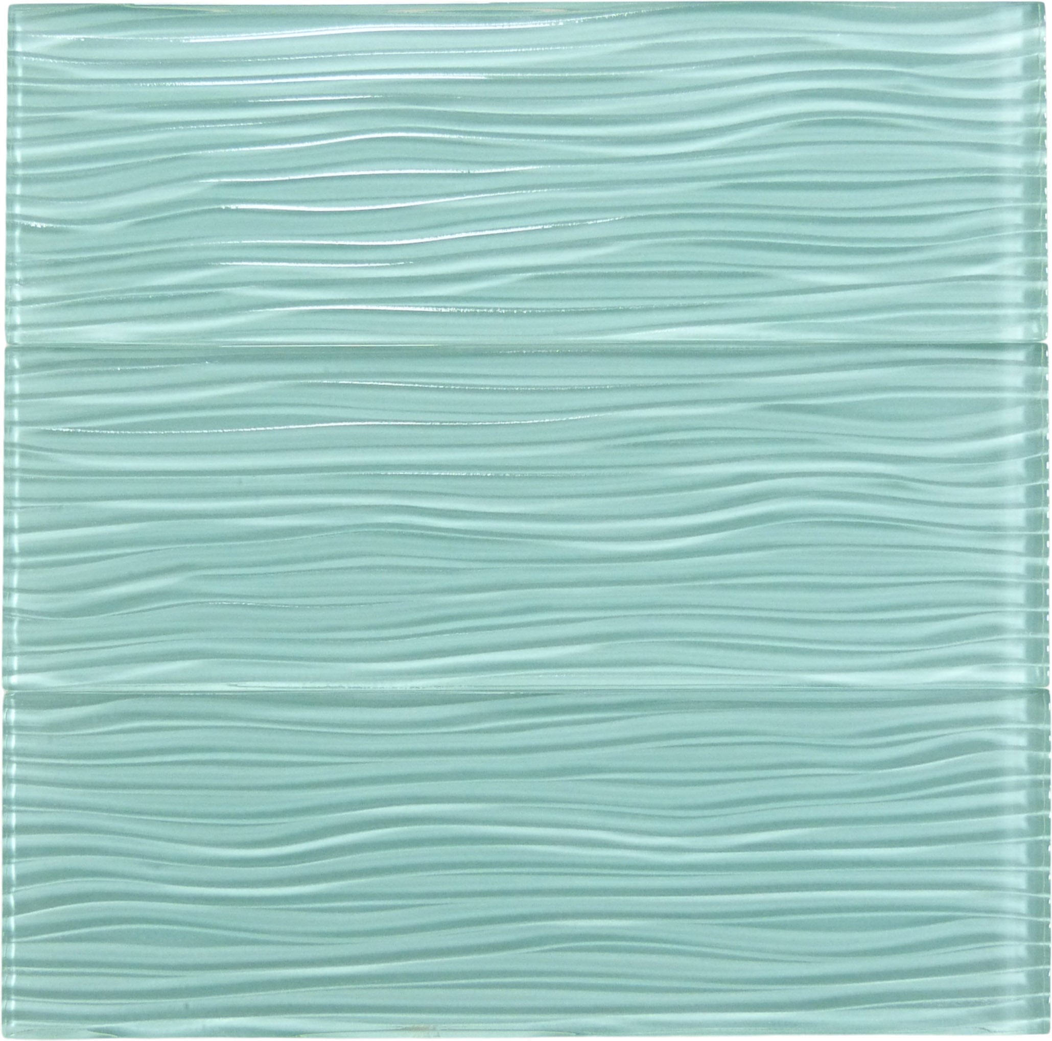 Soft Mint Green Wave 4'' x 12'' Glossy Glass Subway Tile Euro Glass