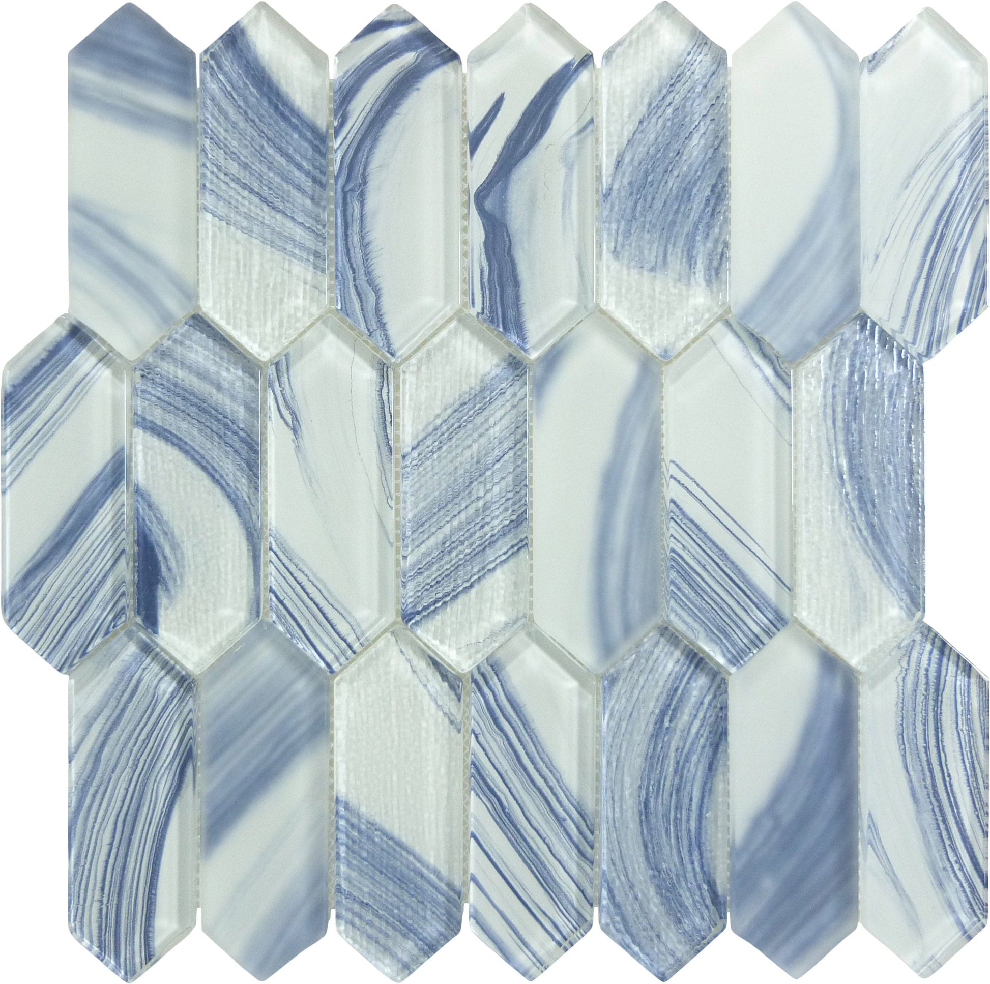 Circa Parthenon Adrianne Skye Blue Hexagon Picket Glass Tile Euro Glass