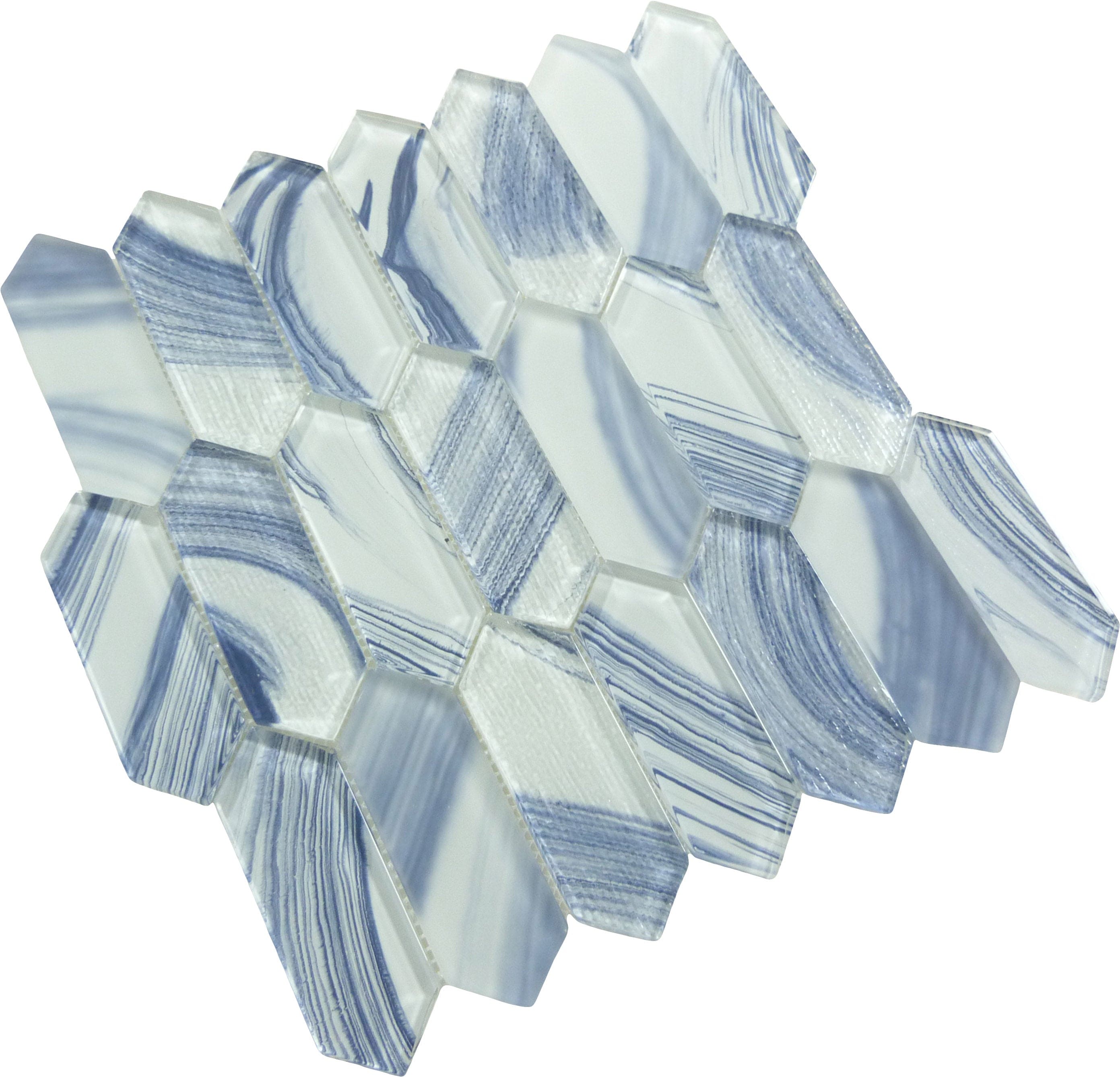 Circa Parthenon Adrianne Skye Blue Hexagon Picket Glass Tile Euro Glass