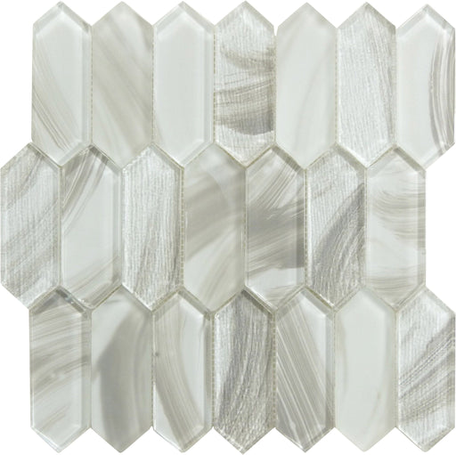 Circa Parthenon Alabaster Beige Hexagon Picket Glossy and Frosted Glass Tile Euro Glass