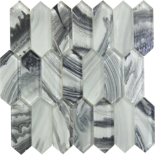 Circa Parthenon Norte Wing Black Hexagon Picket Glass Tile Euro Glass