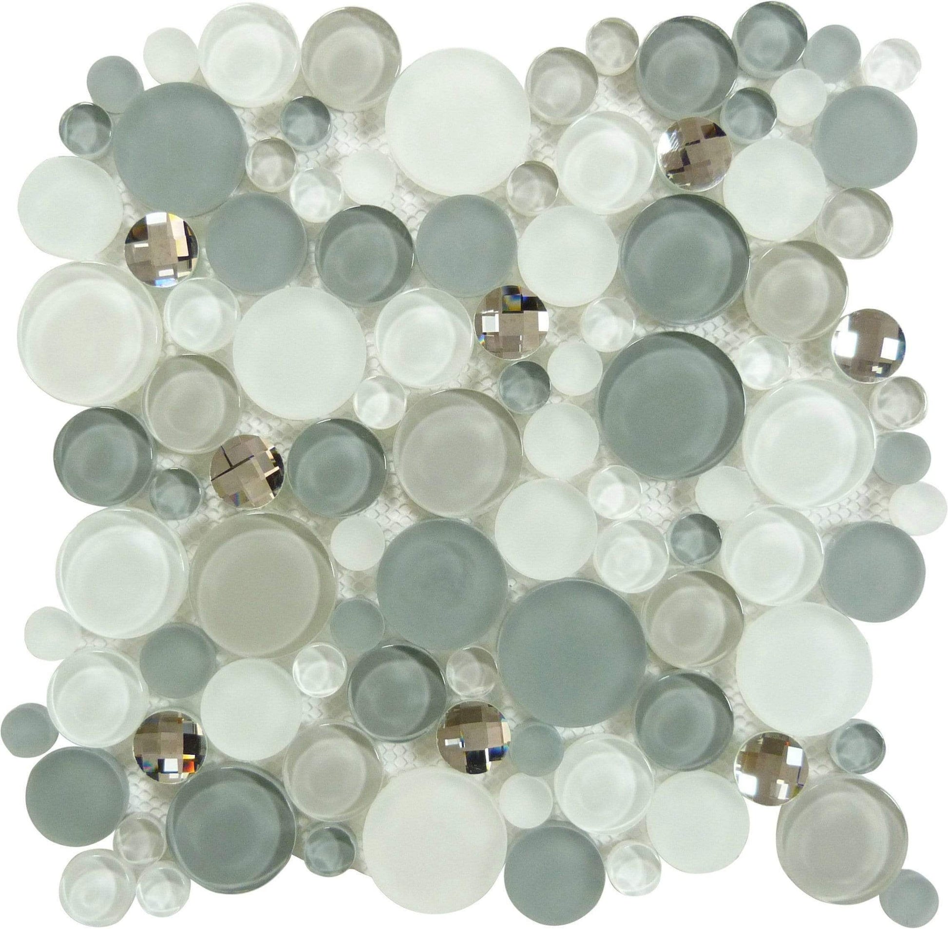 Smokey Froth Grey Circles Glass Tile Euro Glass