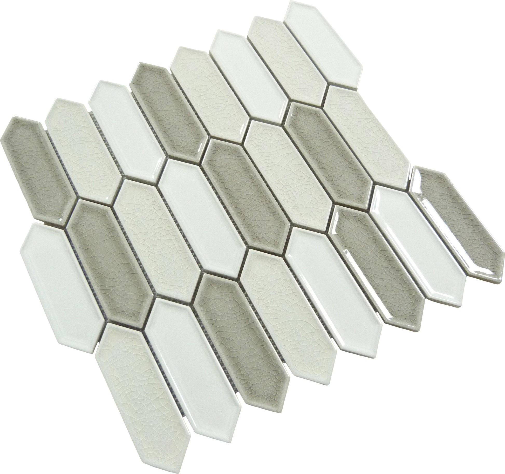 Decko Cezannite Grey Elongated Hexagon Tile Euro Glass